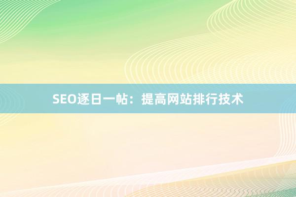 SEO逐日一帖:提高网站排行技术